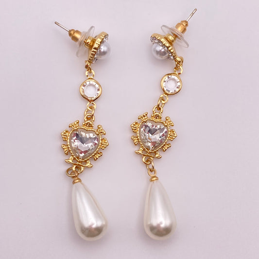 Heart Drop Pearl Earrings