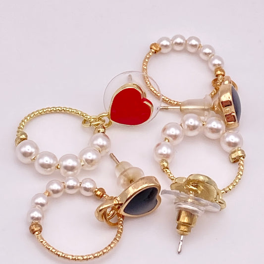 Little Heart and Pearls Earrings