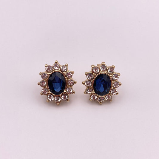 Blue Crystal Clip-On Earrings